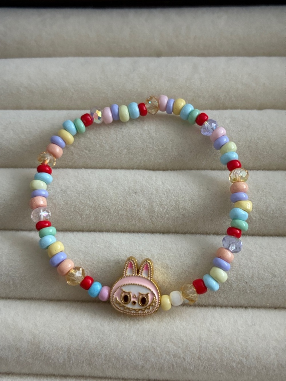 Pastel Labubu Charm Beaded Bracelet for Kids - Multicolor